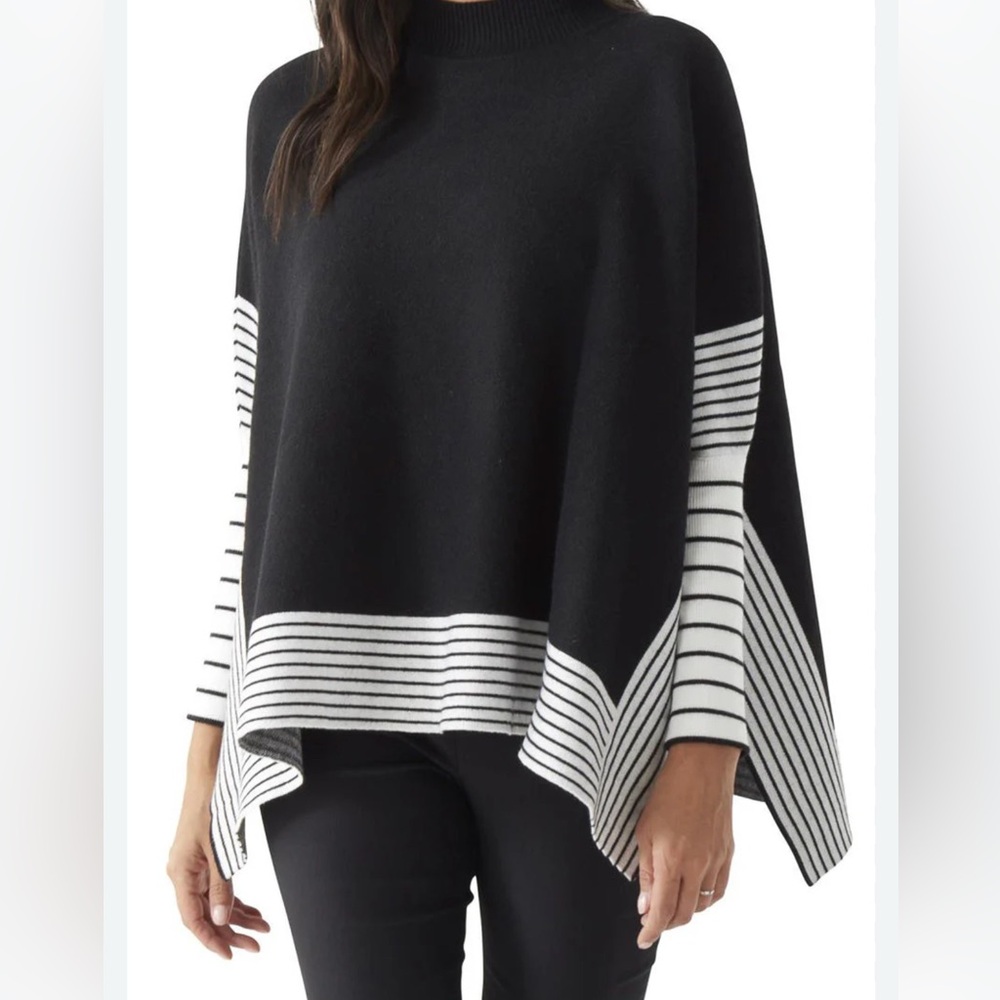 Max Studio Long Sleeve Crew Neck Sweater Solid and Black/ OffWhite Sz L